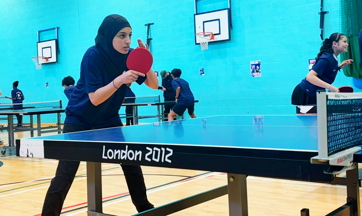 A young girl concentrates mid-match. /Table Tennis England