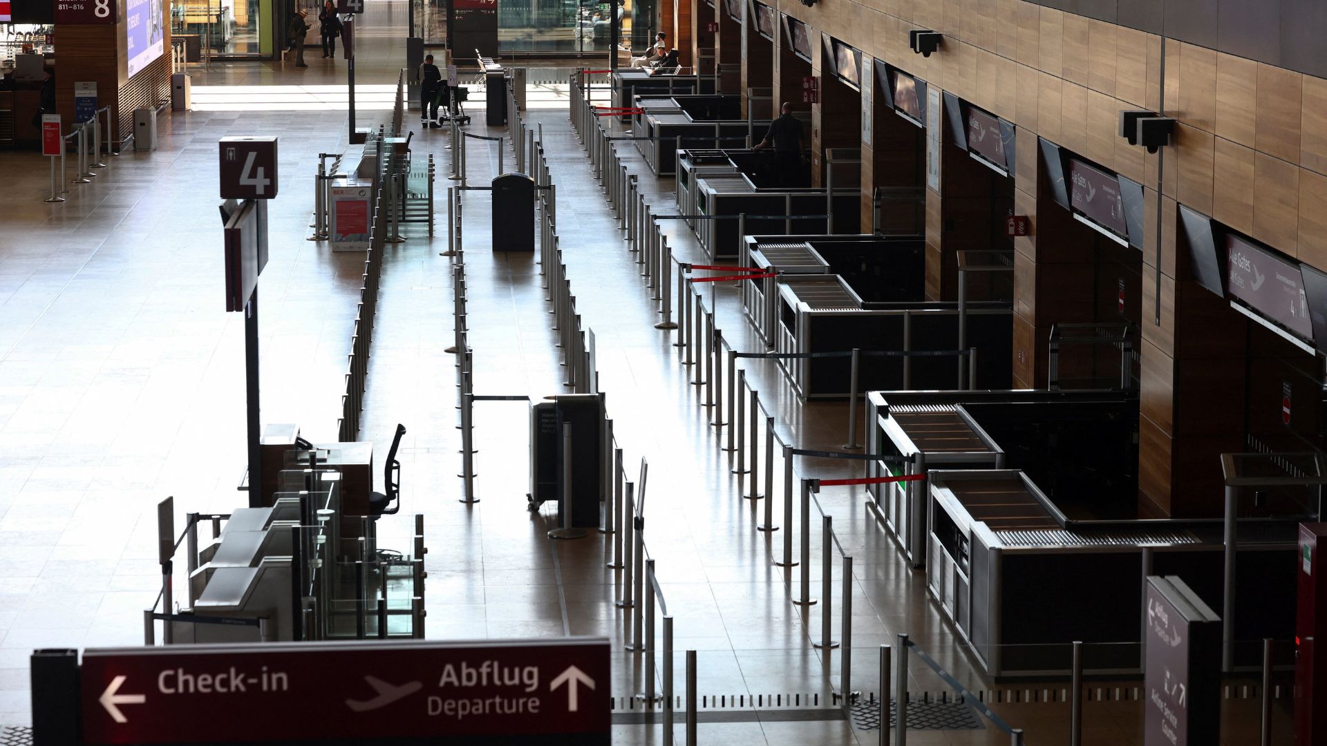 An empty terminal at Berlin Brandenburg Airport on Wednesday. /Christian Mang/Reuters
