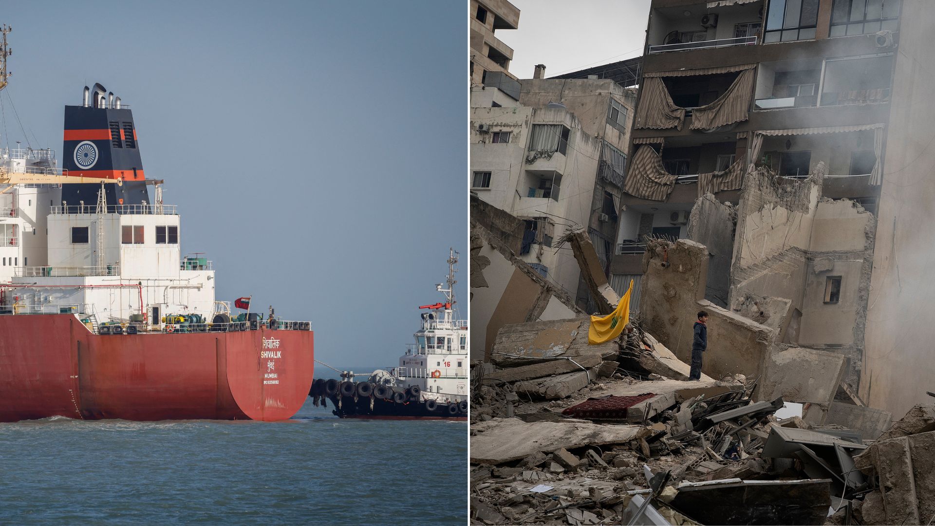 Countries continue to negotiate secure access through the Strait of Hormuz, while the war rages across the Middle East./ Amit Dave/Reuters and Alfons Cabrera/NurPhoto/Getty