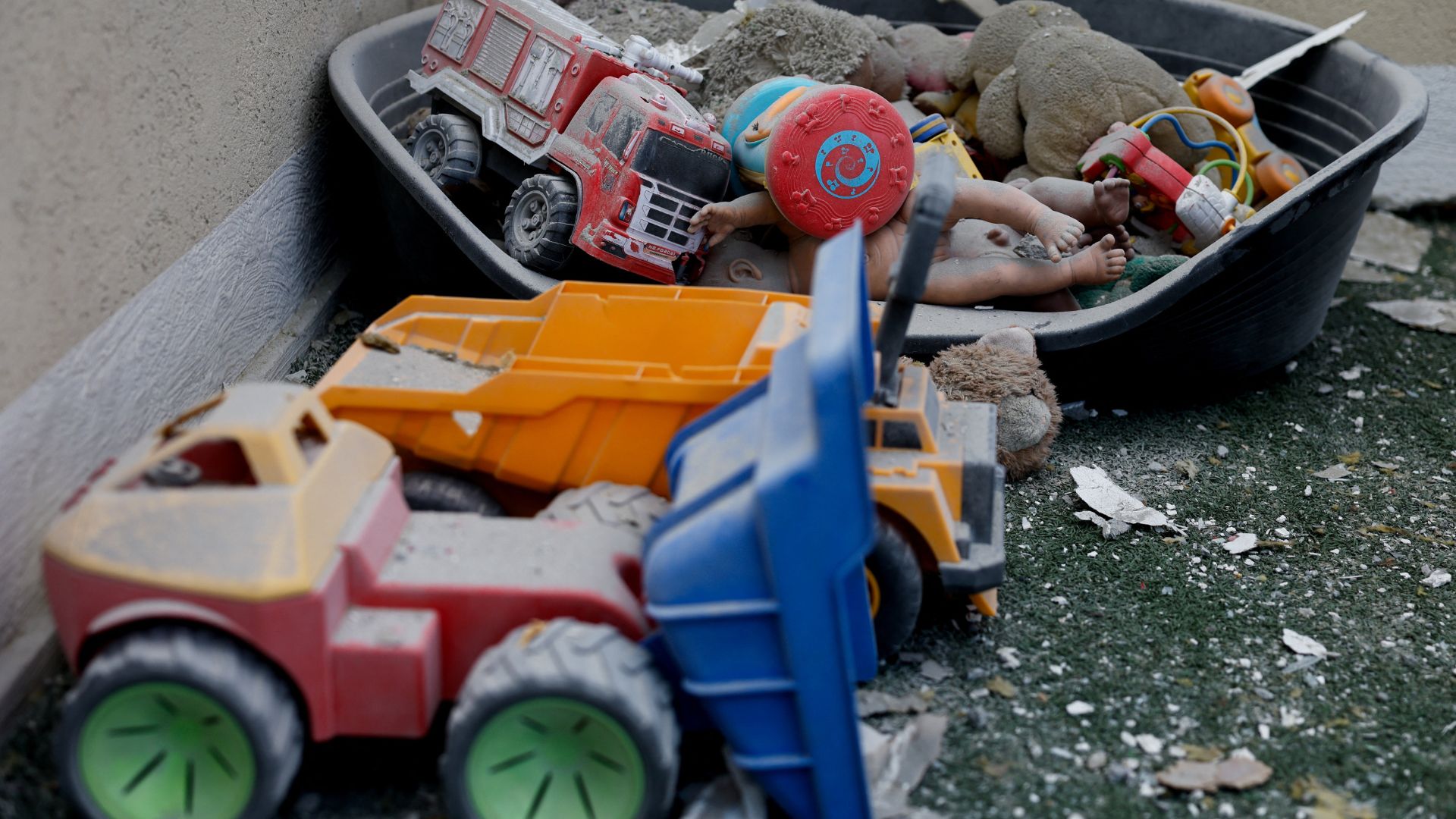 Toys inside a damaged kindergarten in Rishon Lezion, Israel. /Amir Cohen/Reuters