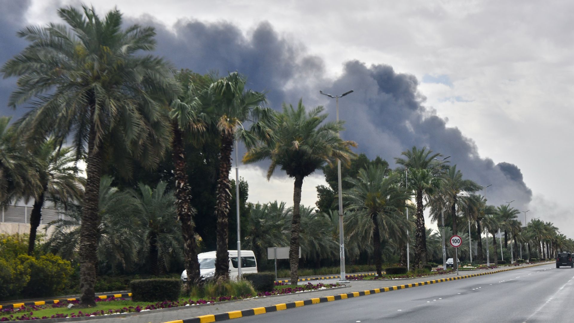 Smoke rises from Kuwait international airport after a drone strike on fuel storage in Kuwait City, Kuwait, Friday, Wednesday, March 25, 2026. /AP Photo
