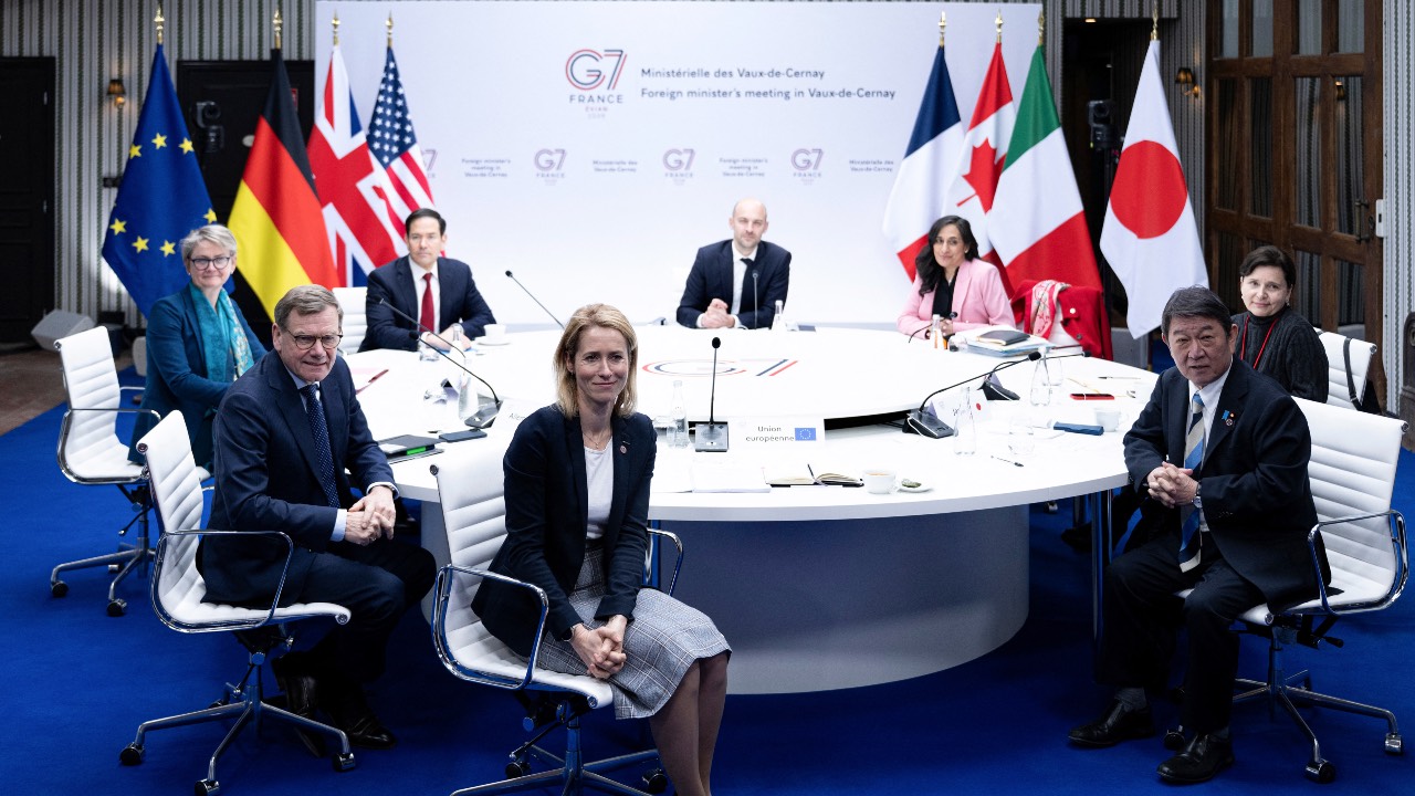 G7 ministers were able to agree on the need to protect civilians, diplomatic premises, and global trade routes, but did not publicly propose a clear exit strategy for ending the conflict.  /Brendan Smialowski/AFP