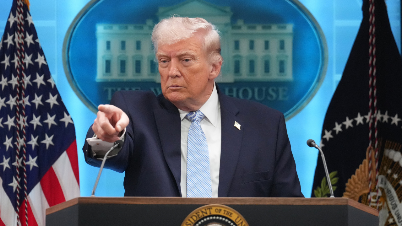 President Donald Trump speaks with reporters during a news conference in the James Brady Press Briefing Room at the White House, Monday, April 6, 2026, in Washington. /AP Photo/Mark Schiefelbein