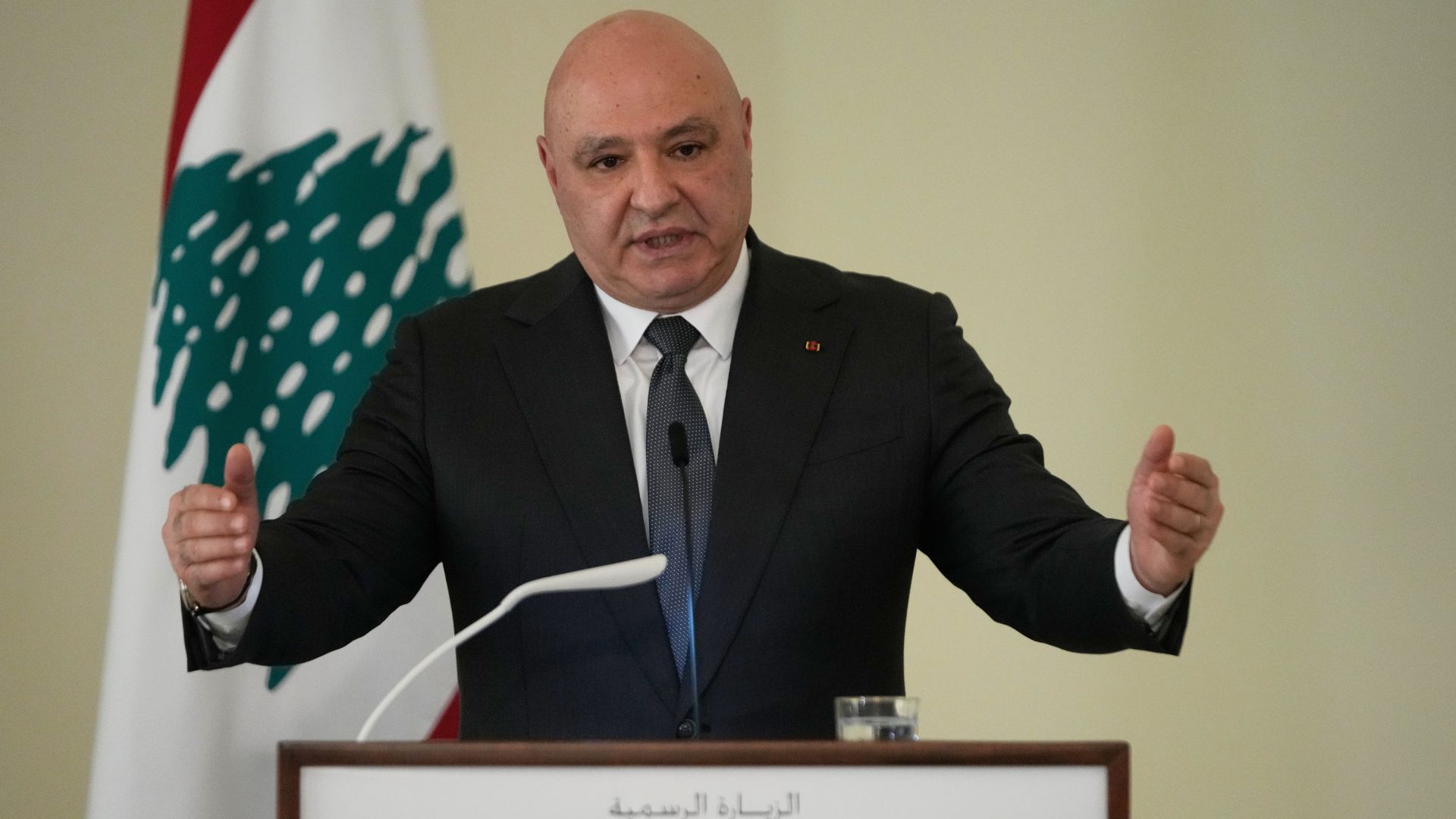 Lebanese President Joseph Aoun has called for negotiations with Israel despite objections from Hezbollah. /Hussein Malla/AP Photo