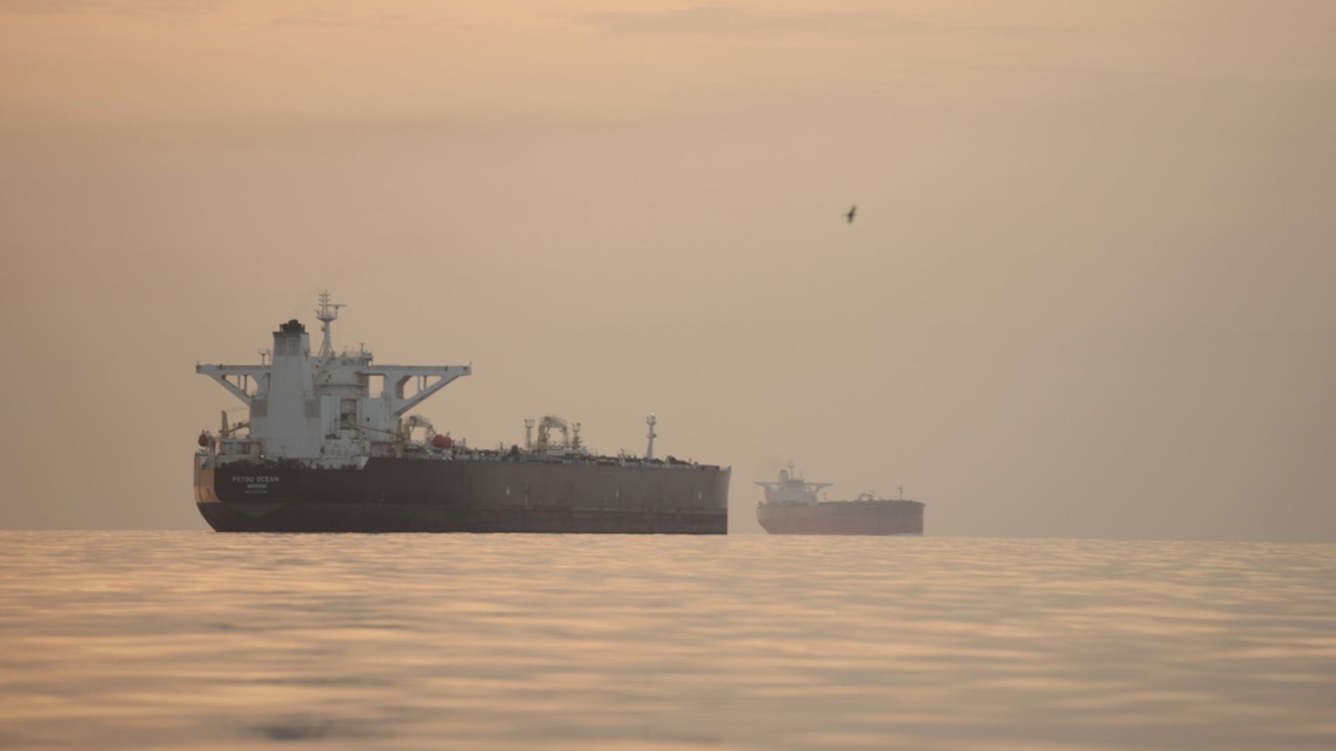 Tankers anchored in the Strait of Hormuz off the coast of Qeshm Island, Iran, on April 18. /AP/Asghar Besharati