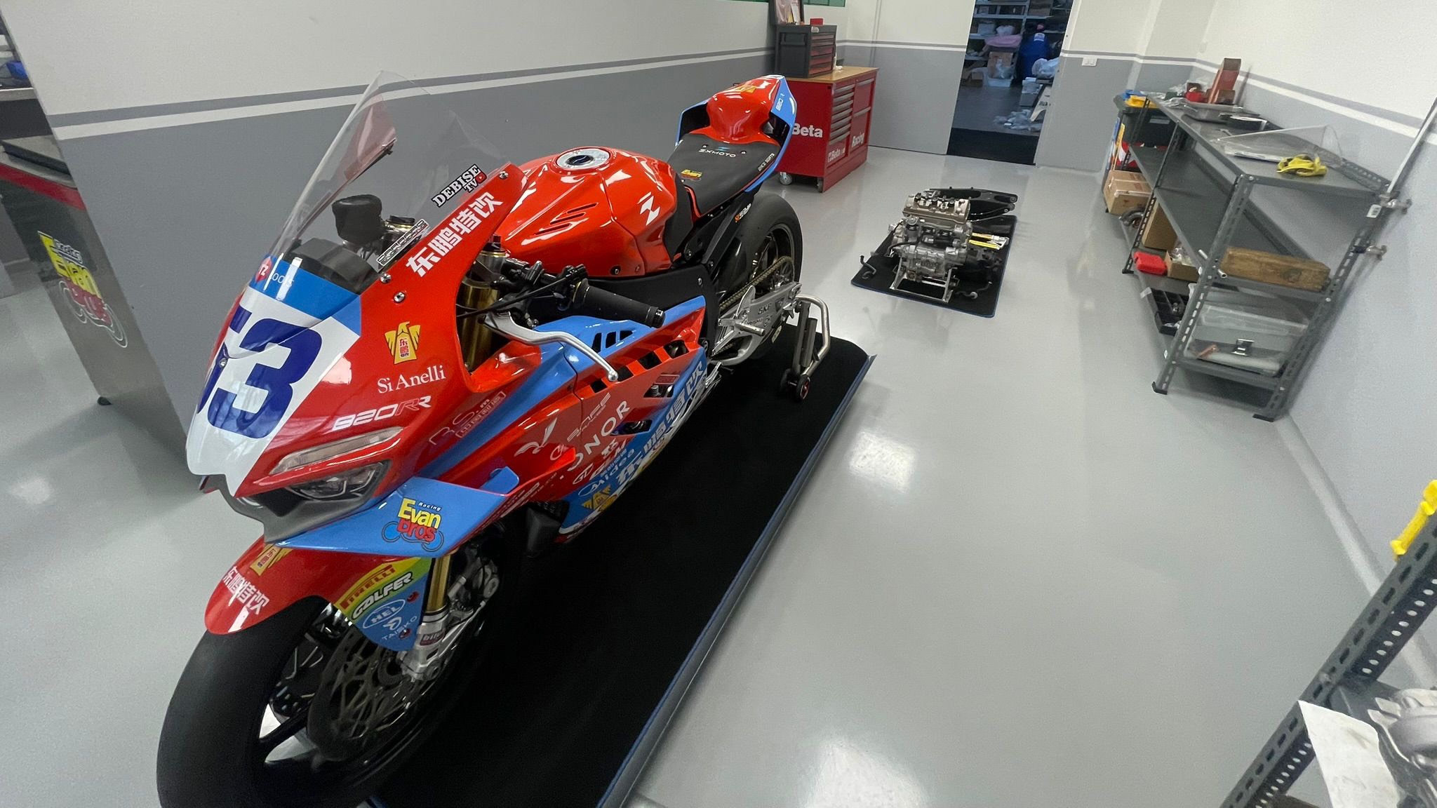 The motorcycle arrived in Italy shortly before the season began. /CGTN
