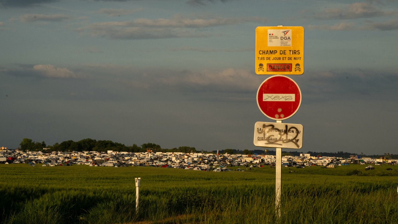 Around 20,000 partygoers gathered on at a military site near Bourges – described by the authorities as 'extremely dangerous' – to take part in a rave party, against a backdrop of tougher legislation targeting these illegal techno gatherings. /Arnaud Finistre/AFP