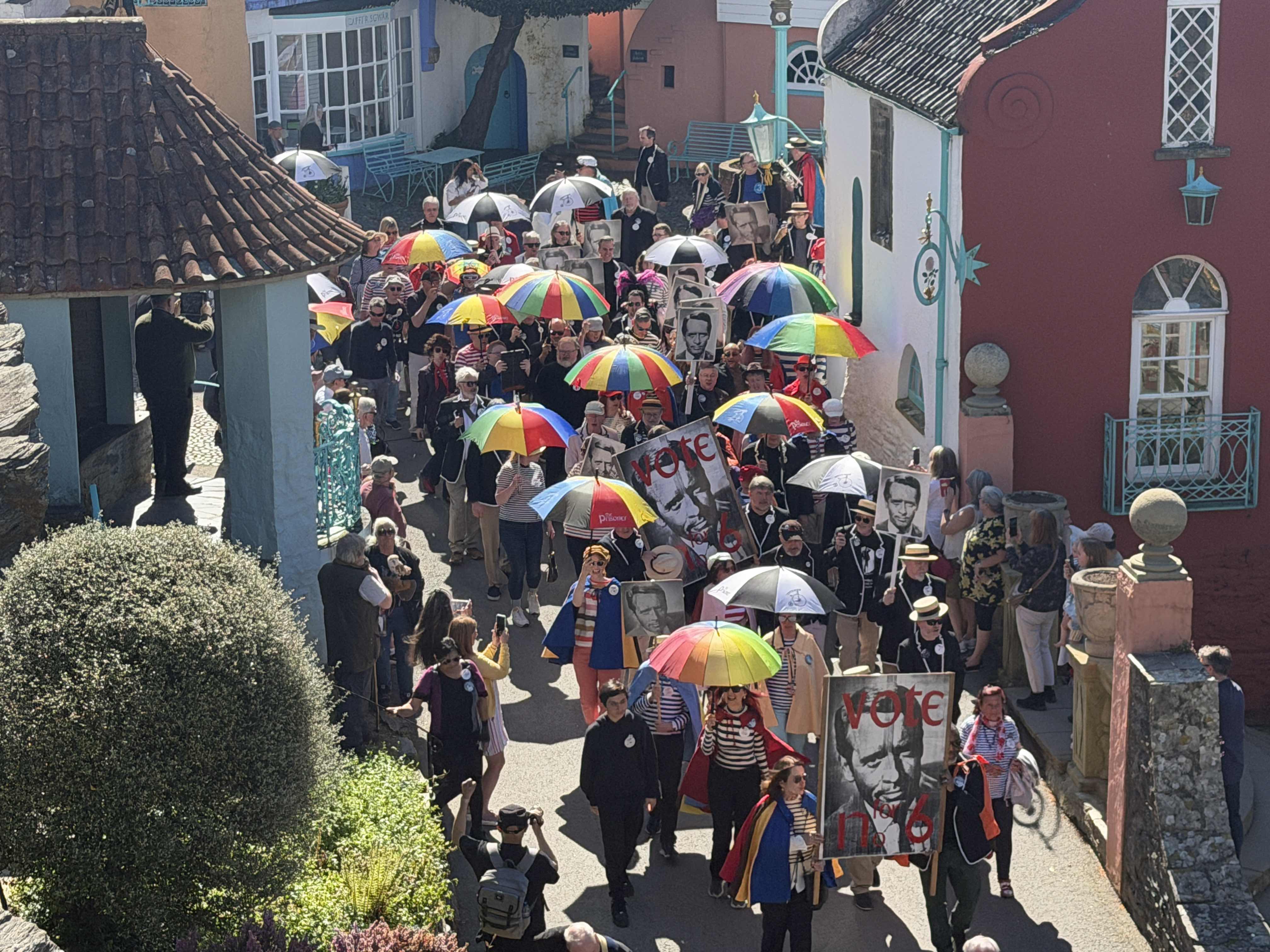 'Prisoner' fans walk through Portmeirion. /Iolo ap Dafydd/CGTN