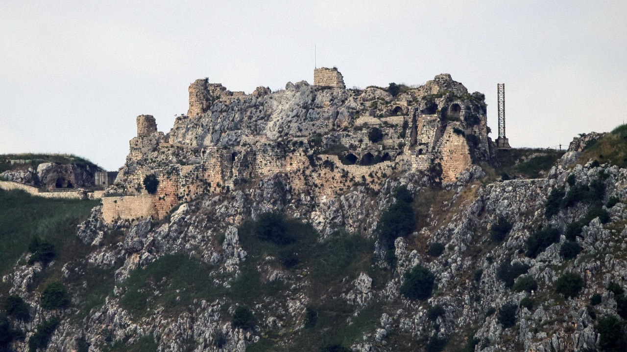 The Crusader-era Beaufort (Belfort) Castle, known locally as Qalaat al-Chakif or Shaqif Arnun, as seen from the Marjayoun area. /AFP
