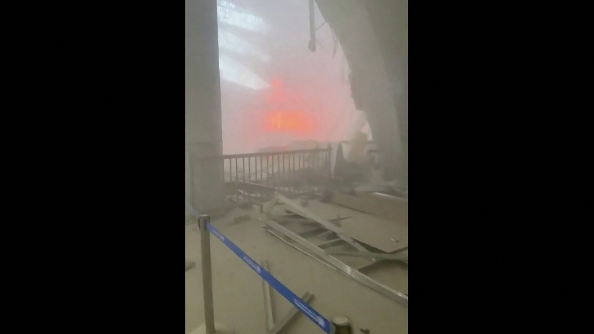 The aftermath of Iran's drone and missile attacks on Kuwait's international airport in the early hours of Wednesday morning. Several people were injured in the attack that left one dead. /Via AFP