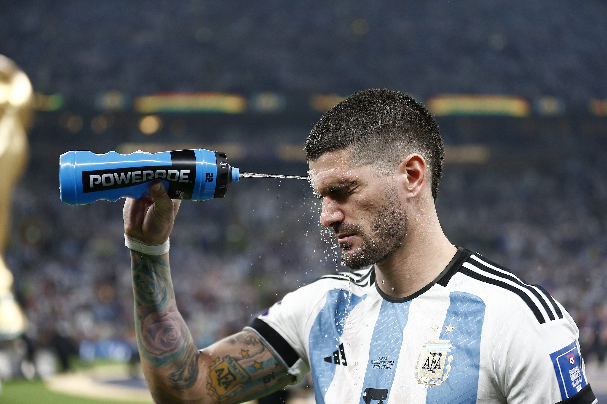 Players will get a water break midway through each half at the FIFA World Cup. /CFP