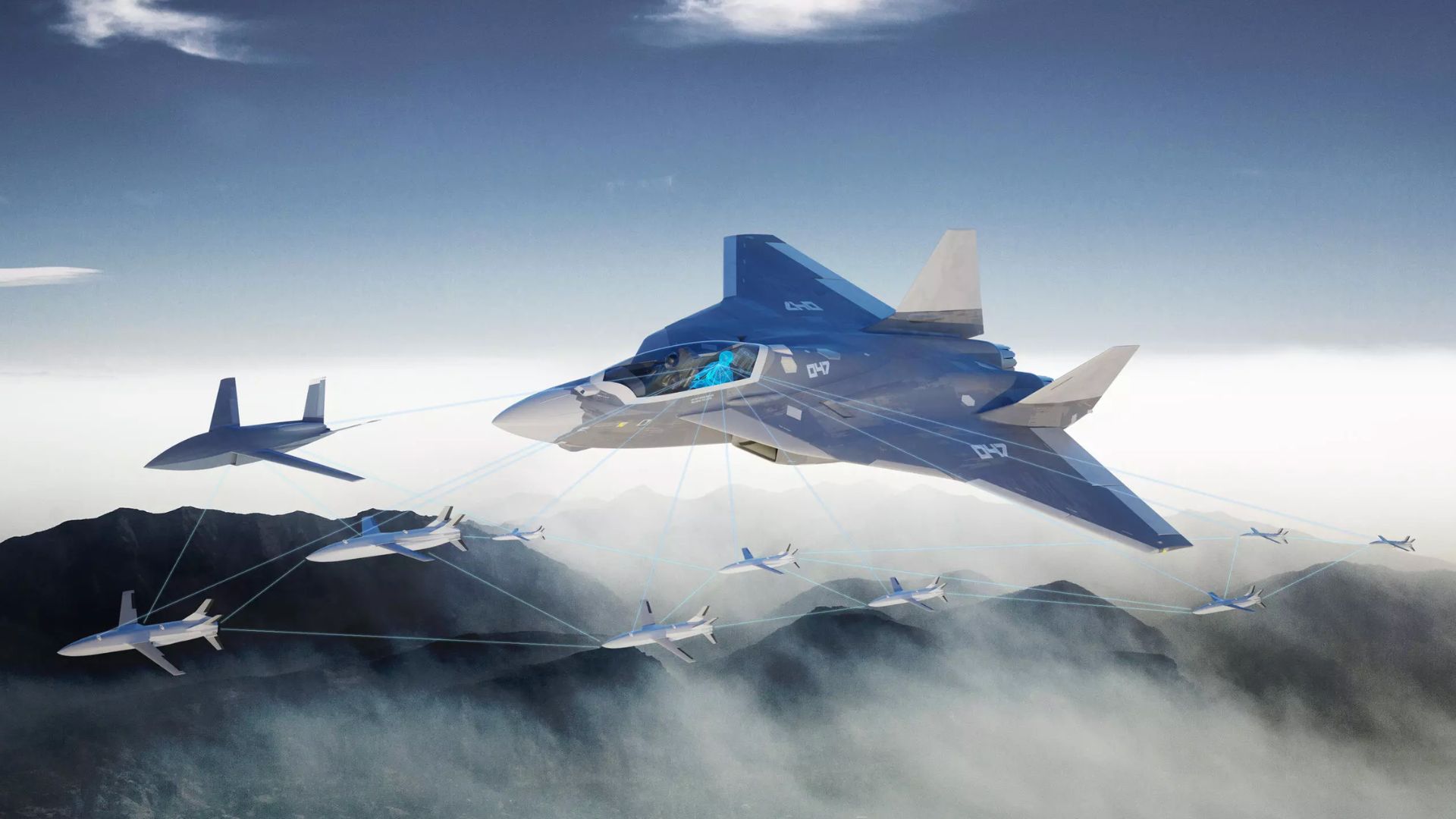 A concept rendering of the Future Combat Air System, the now-cancelled joint program meant to deliver Europe’s next-generation fighter and accompanying drone network. /Airbus 