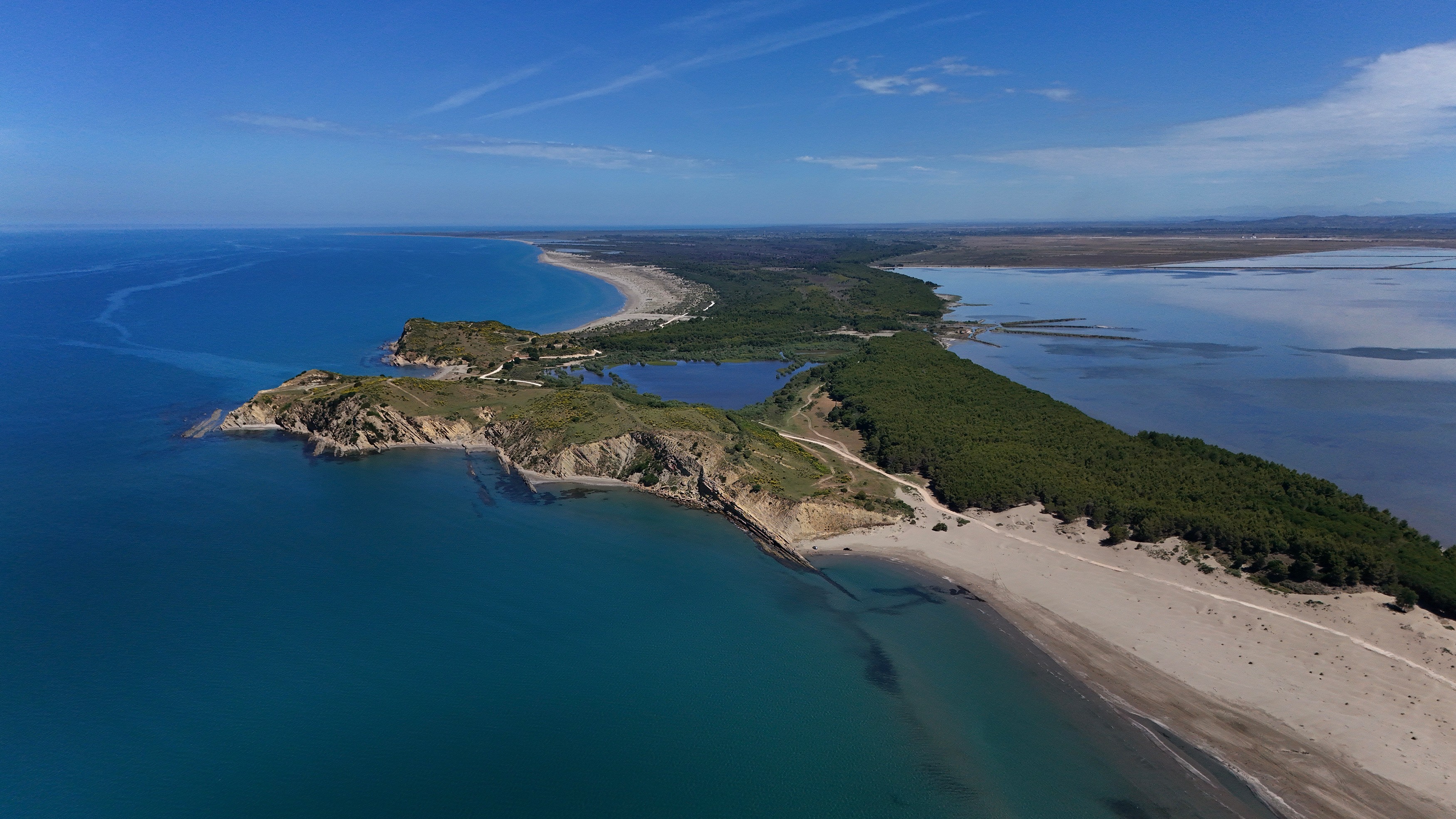 The luxury project has two components: a coastal development in the Narta Lagoon area, which is a wildlife reserve, and a smaller resort on the nearby uninhabited island of Sazan. /Hameraldi Agolli/AP