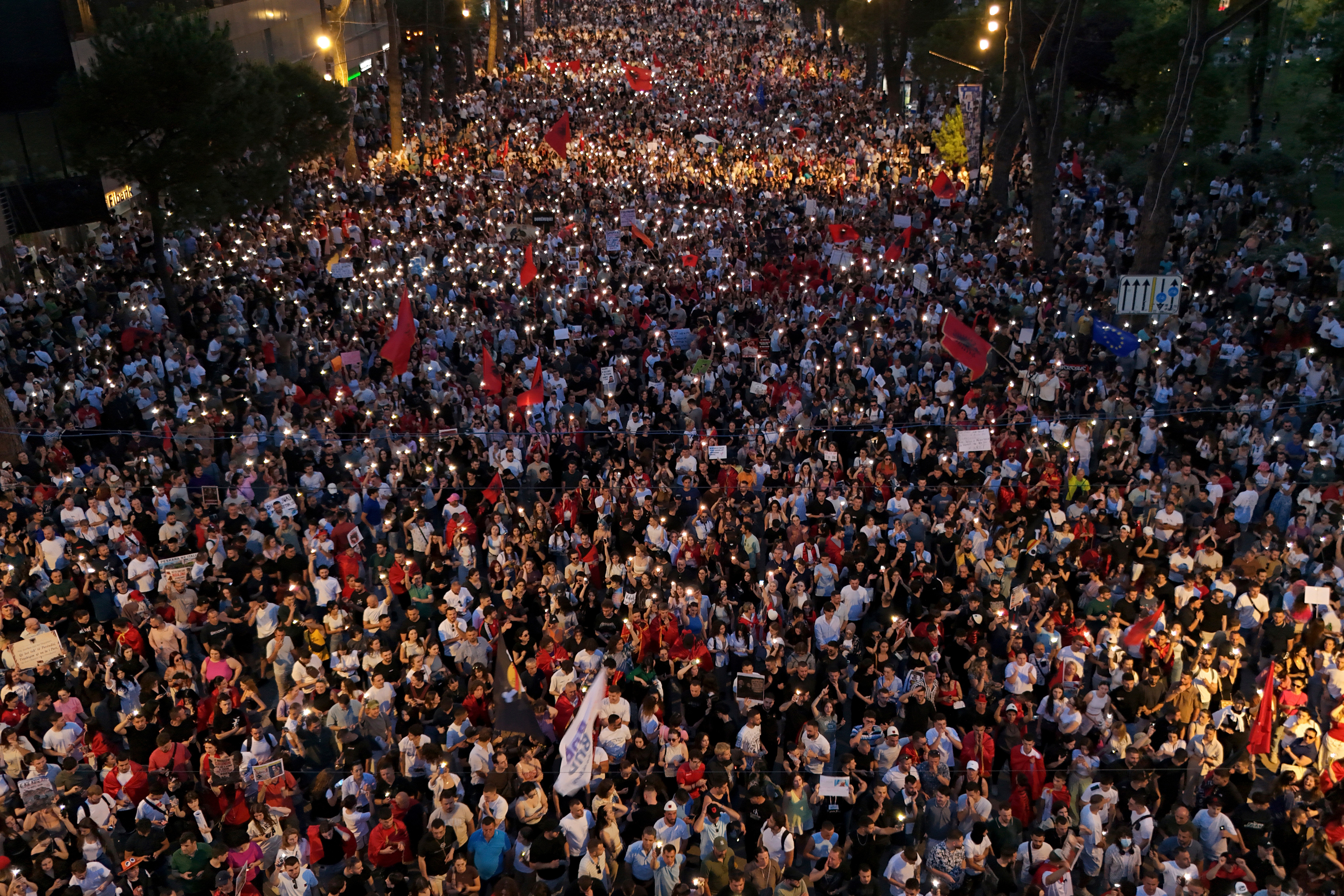 Saturday marked the 14th consecutive day of protests in the Albanian capital, Tirana. /Hameraldi Agolli/AP