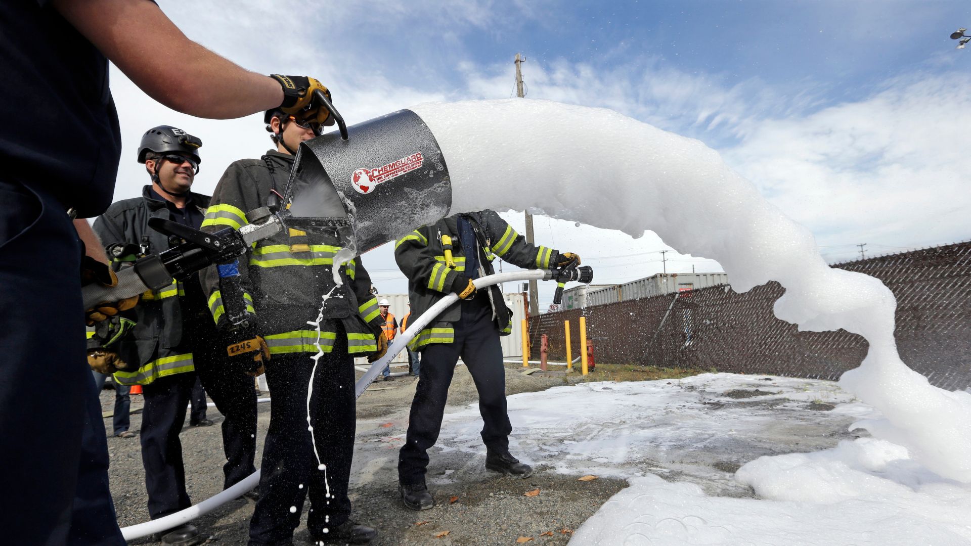 Foam used by firefighters often contains PFAS. /Elaine Thompson/AP