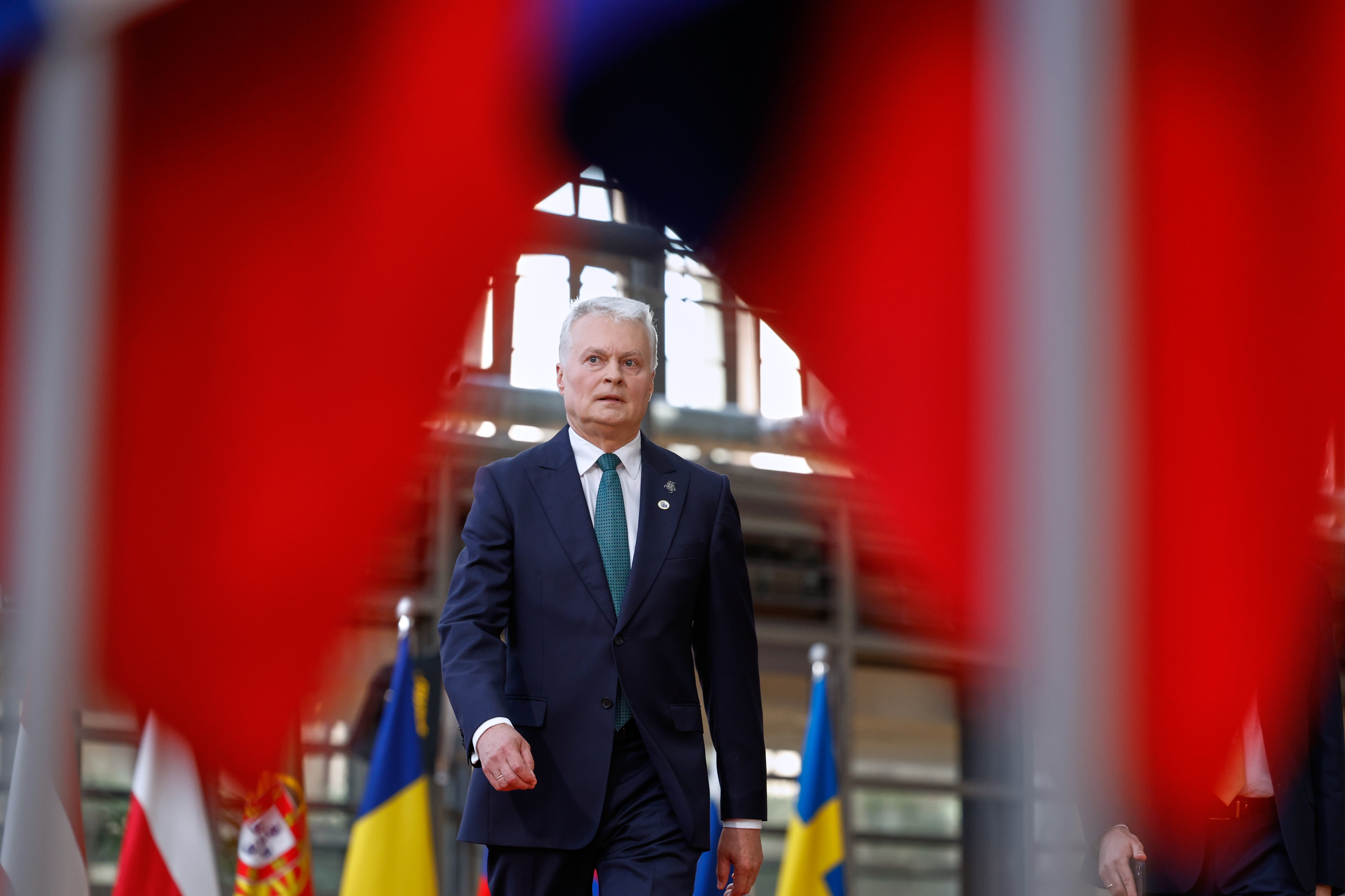 Nauseda argued that Lithuania is now virtually the only NATO member with a self-imposed ban on the deployment of nuclear weapons. /Geert Vanden Wijngaert/AP