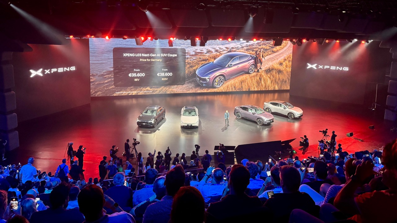 Xpeng's new L03 is a sleek electric sedan - and part of the company's 'In Europe, for Europe' stratgey. /Natalie Carney/CGTN