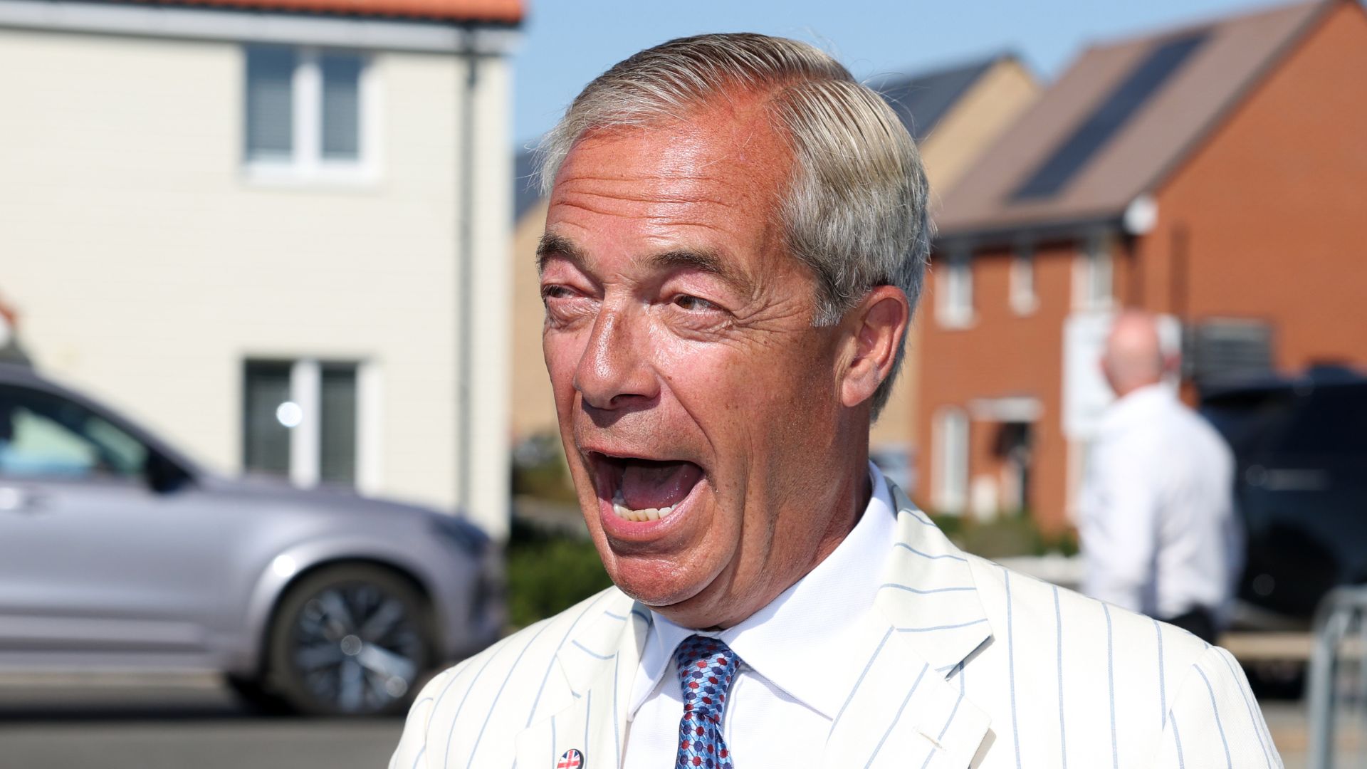 The Reform UK leader comfortably beat the dustbin-wearing comic candidate Count Binface to regain his parliamentary seat. /Richard Pelham/AP