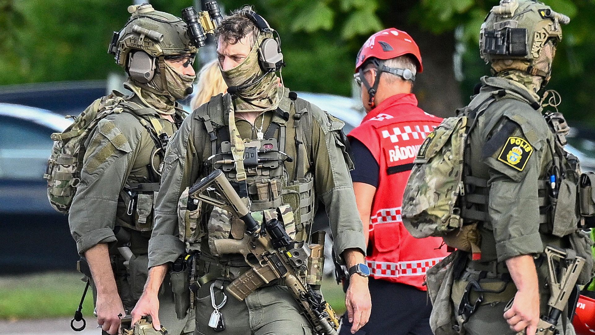 Police special forces work at the scene.  /Fredrik Sandberg/TT News Agency/AFP  