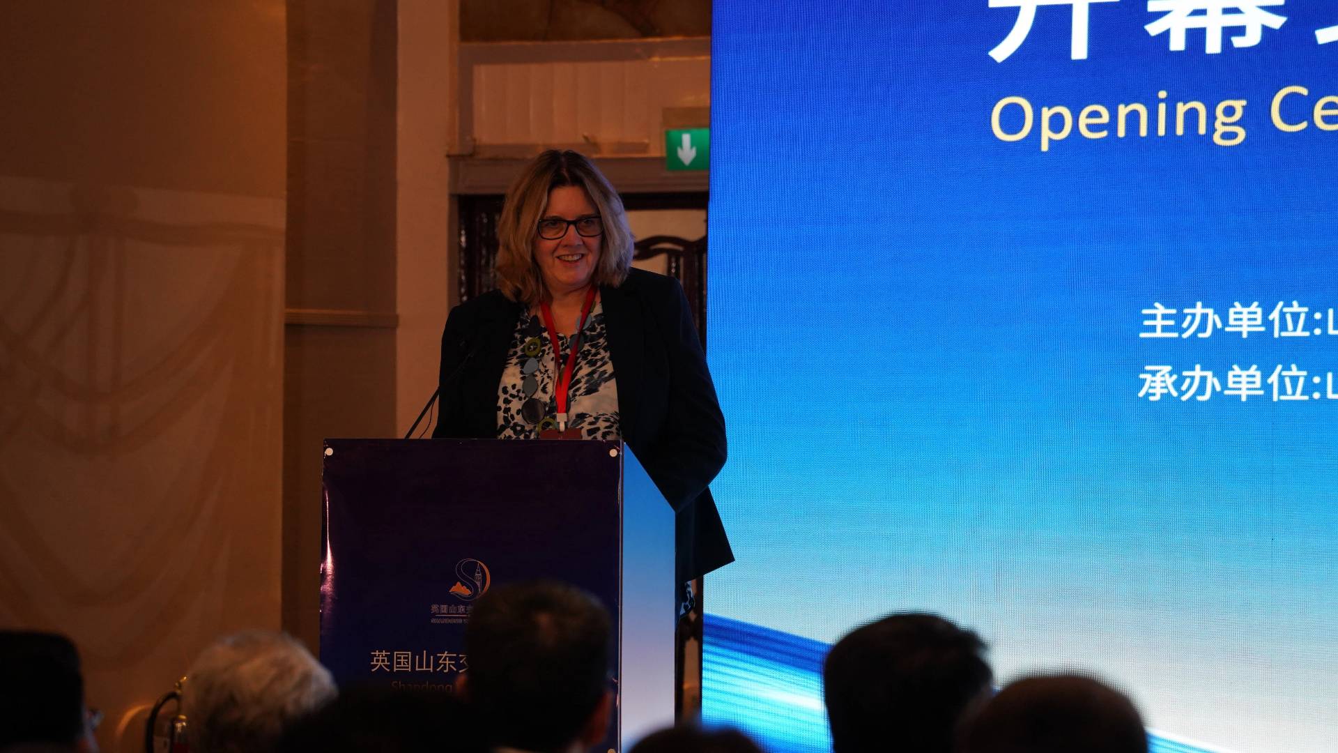 Cathryn Law, director of China, Development and Market Access at the UK's Department for Business and Trade, is speaking at the opening ceremony. /CGTN Europe