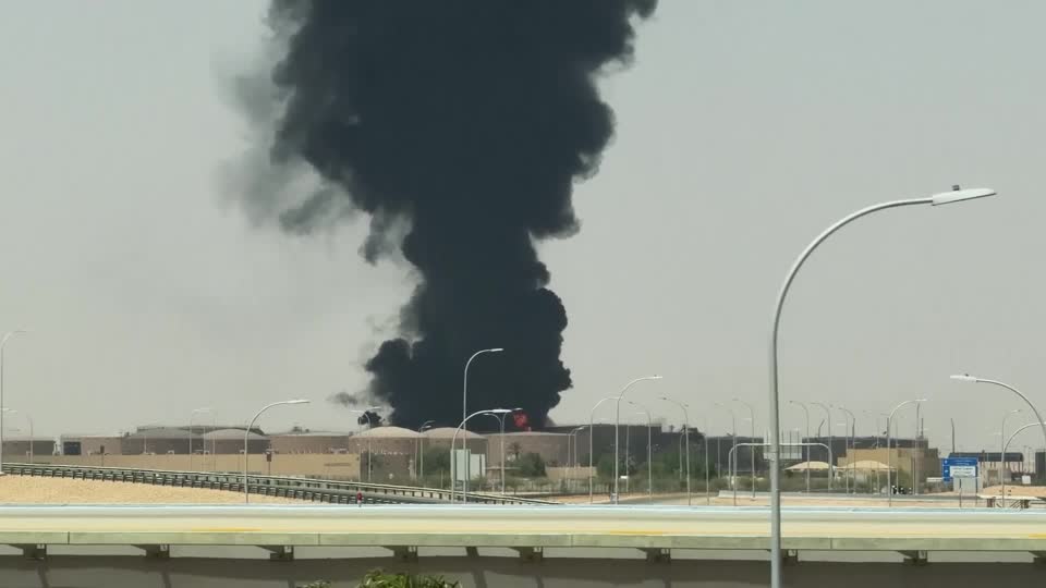 A large plume of smoke was visible near Riyadh's main airport. /Reuters