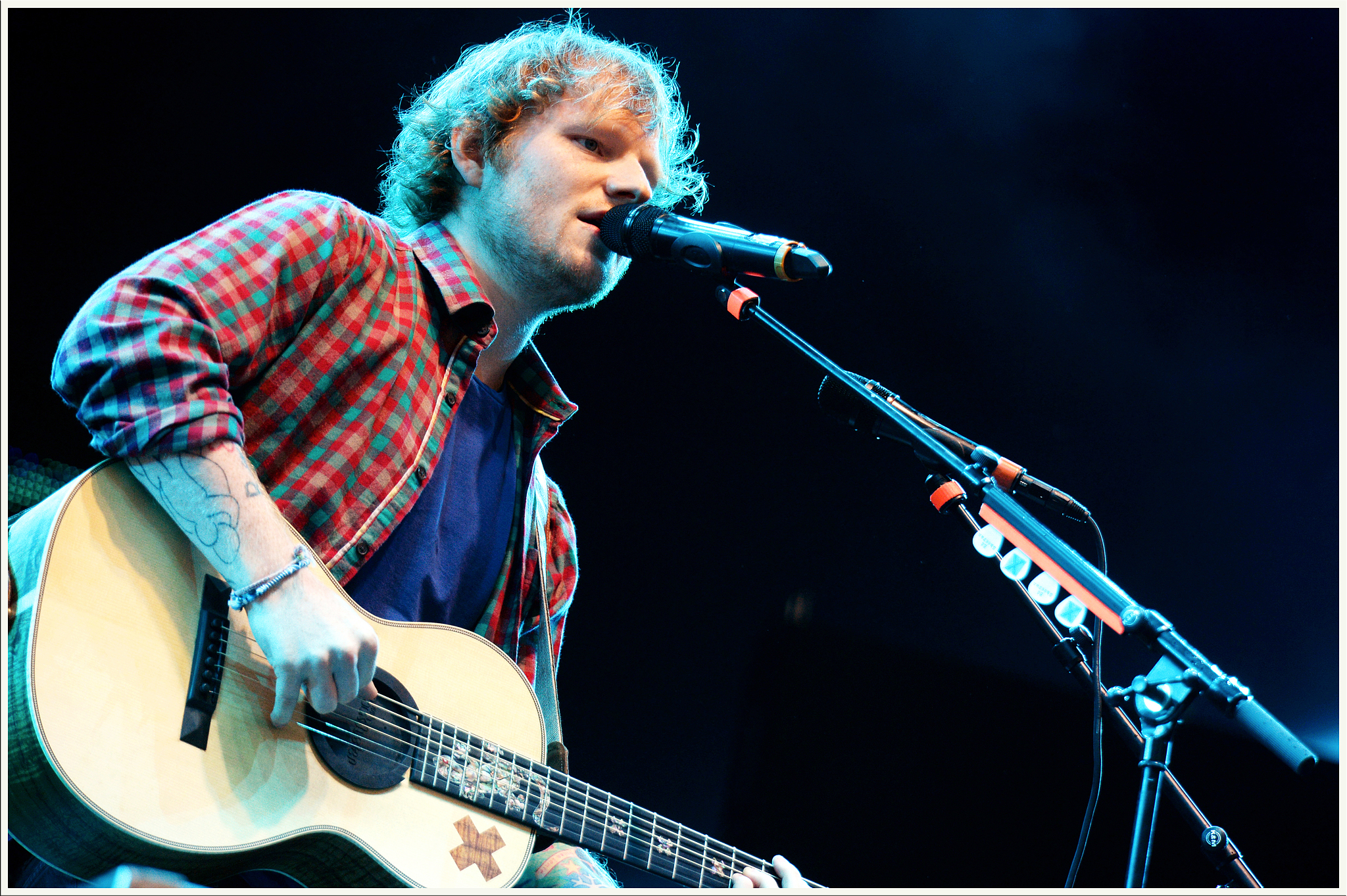 Ed Sheeran performs at the Pukkelpop festival in Hasselt, Belgium. /CFP