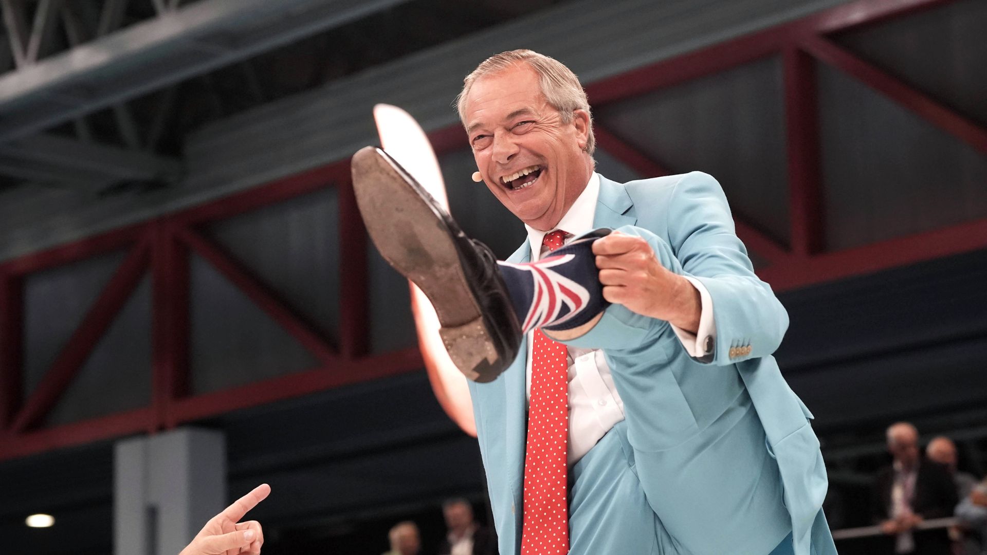 Reform leader Nigel Farage is no stranger to controversy - socks and all. /AP.