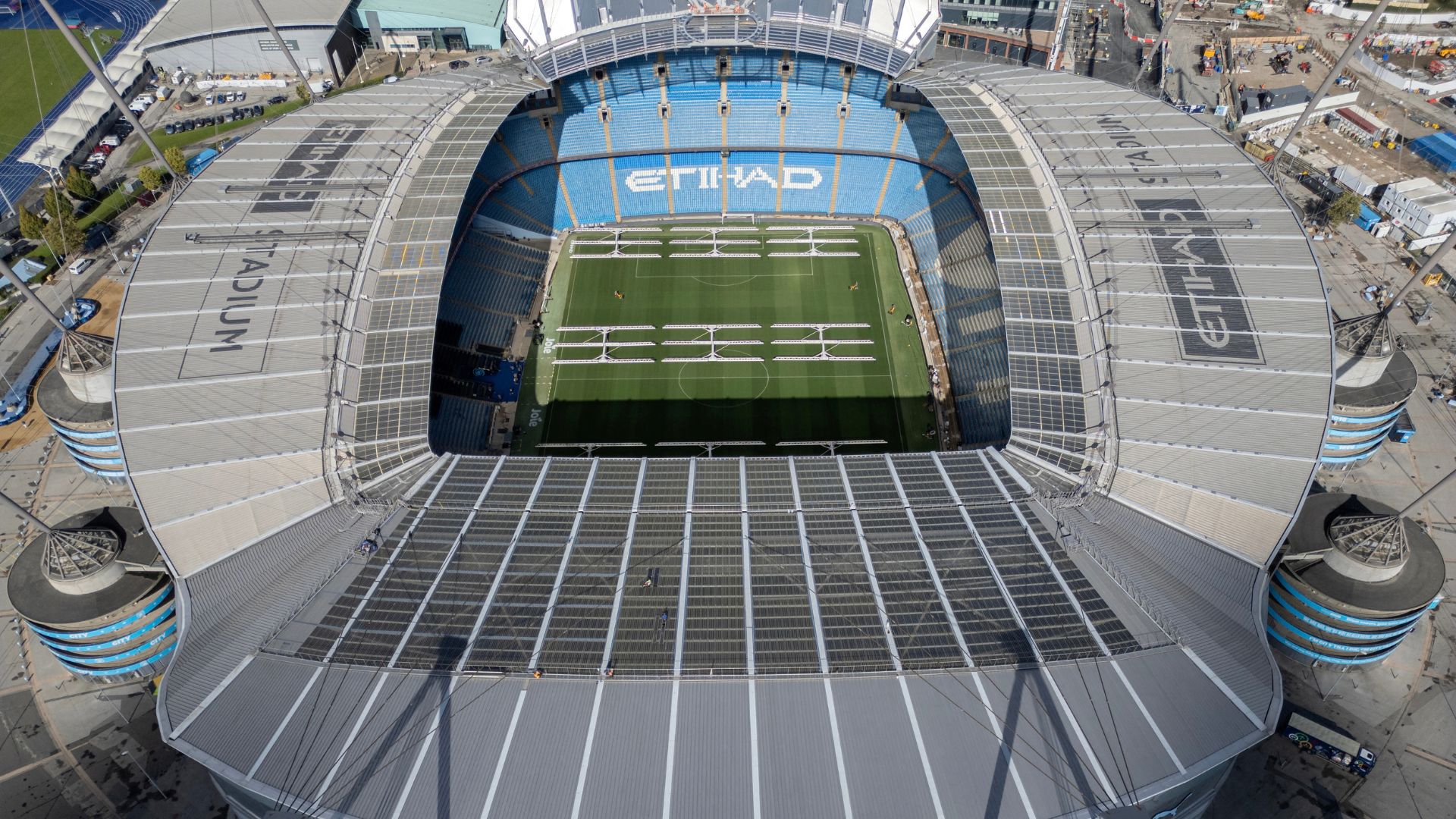 Manchester City's Etihad Stadium. The Premier League found the club guilty of serious breaches of its financial rules over a nine-season period between 2009 and 2018. /Oli Scarff/AFP
