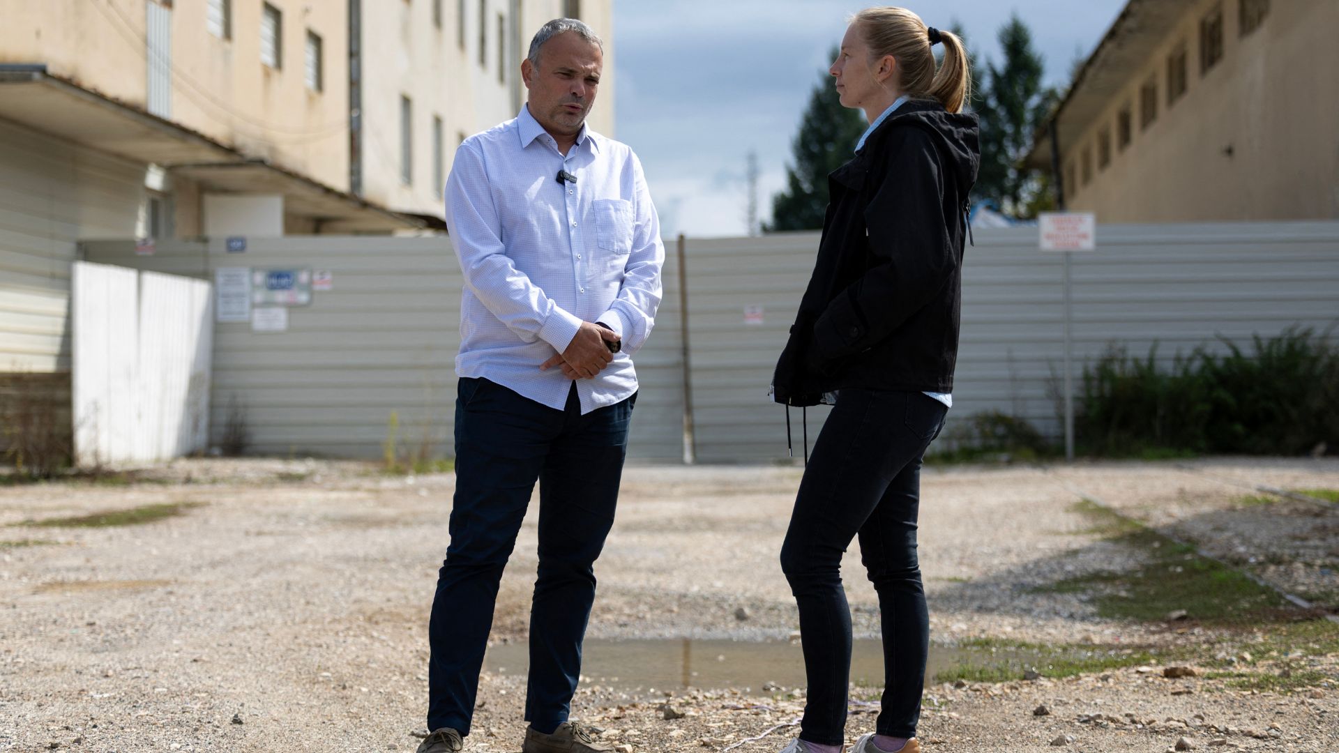 Lawyer Vjekoslav Busic (L) and geodesist Daria Dosen (R), residents of Gospic engaged in the 