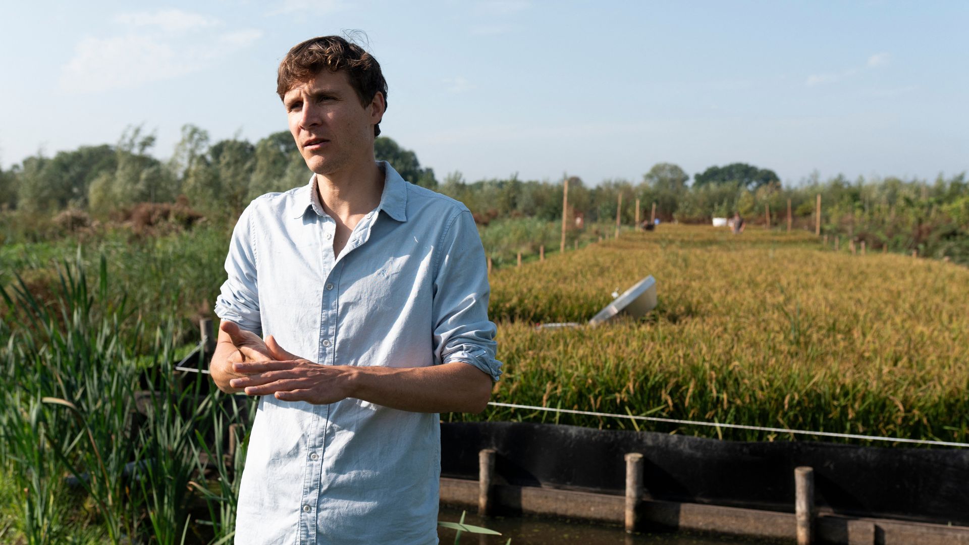 Julian Helfenstein at Oud Ade. The researcher says this idea is a rare example of using climate change to help mitigate its own effects. /Lina Selg/AFP