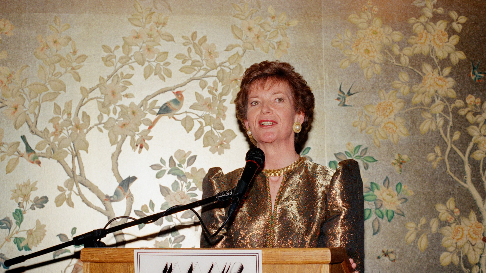 Ireland's president Mary Robinson speaking in 1991. /Reed Saxon/AP Photo