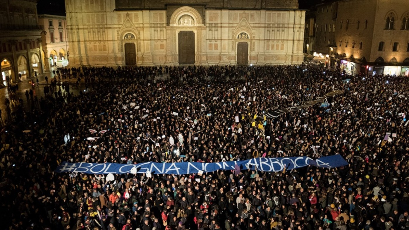Αποτέλεσμα εικόνας για protest in Italy, against Salvini from sardines yesterday photos